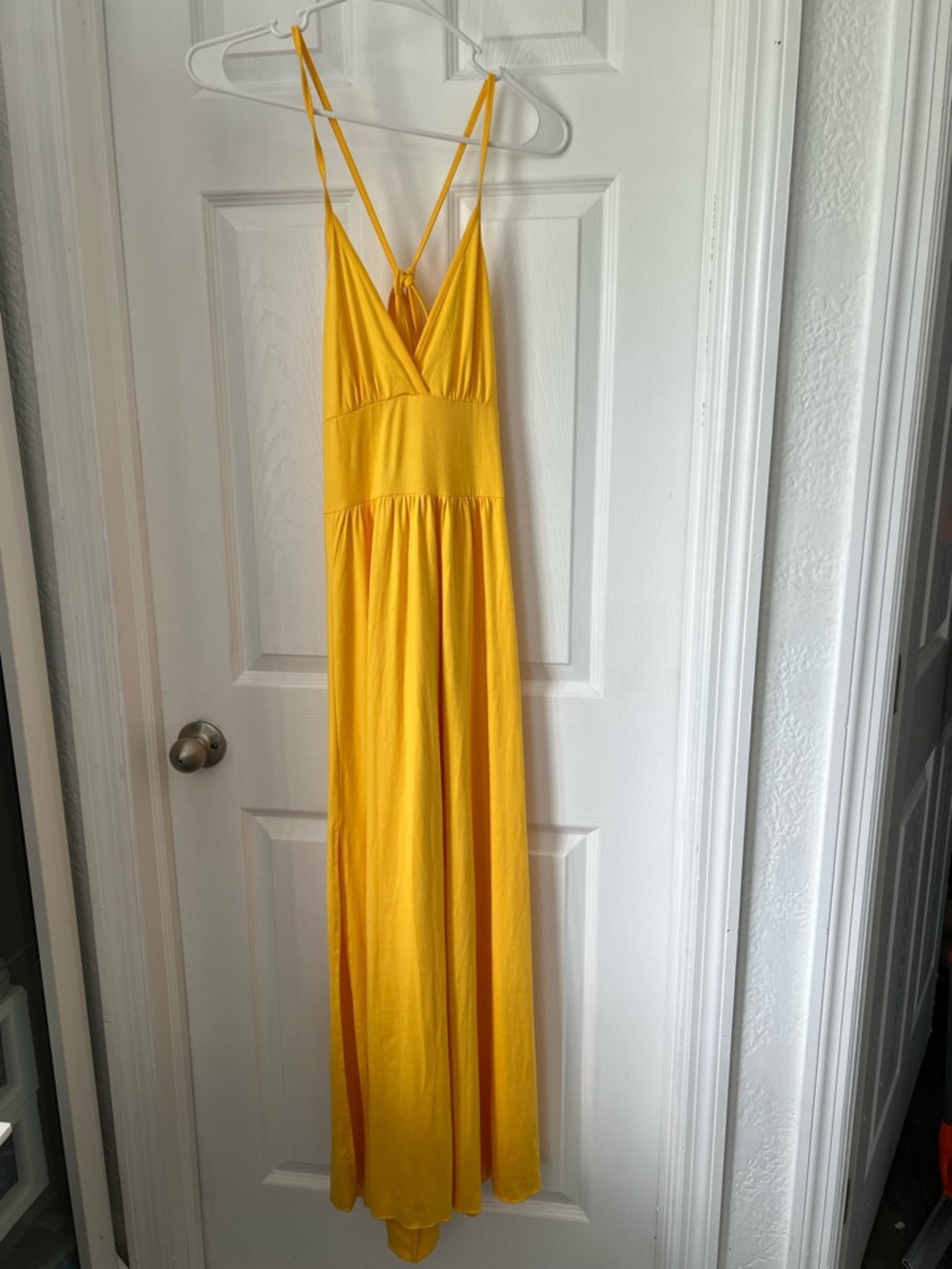 Women's Yellow Maxi Dress with Spaghetti Straps